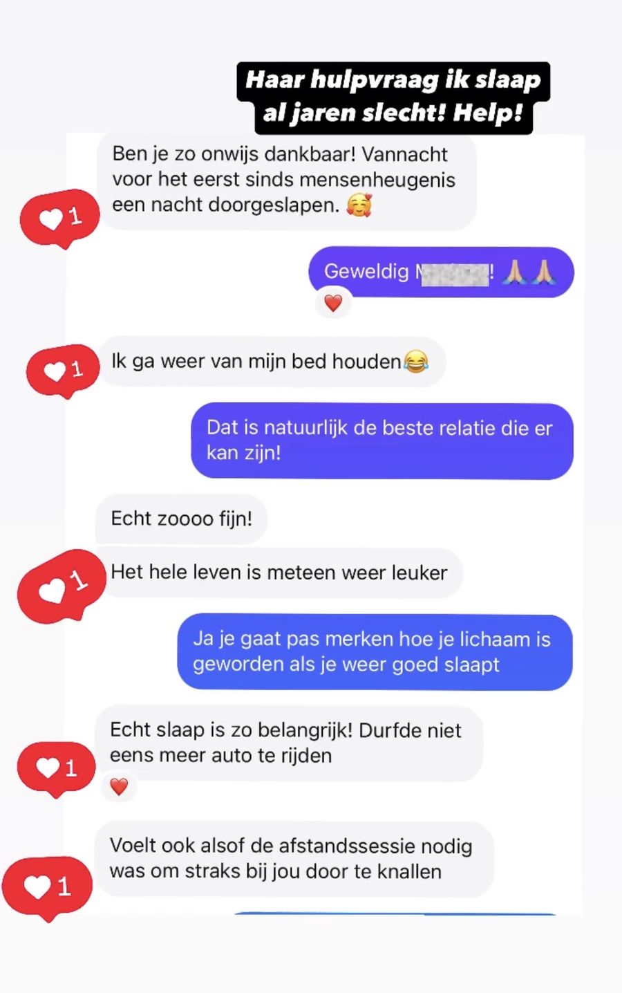 Bericht van een klant over haar nachten