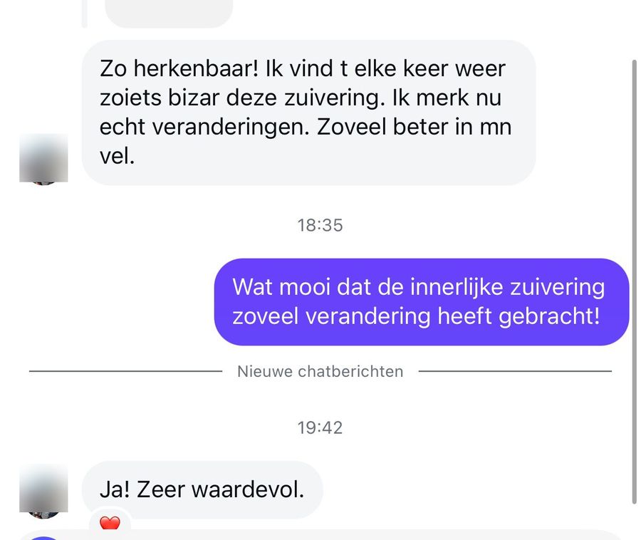Bericht van een klant na de Innerlijke Zuivering