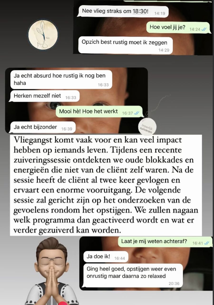 Bericht van een klant over de zuivering en vliegangst